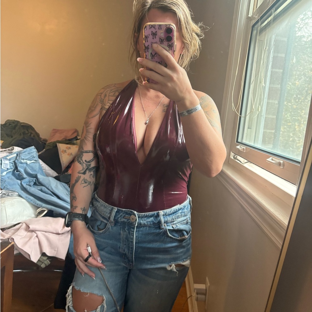 Women’s Burgundy Halter Bodysuit